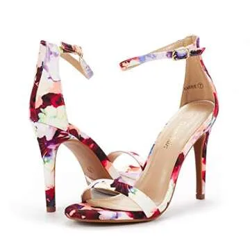 Elegant Floral Ankle Strap Stilettos for Women