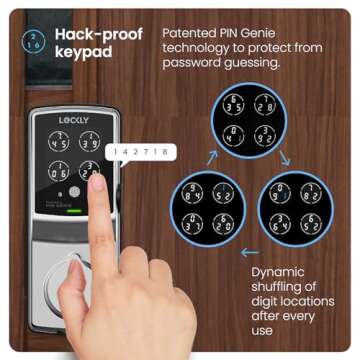 Lockly Secure Pro Bluetooth Smart Door Lock, Keyless Entry with PIN Genie® Digital Keypad, 3D Biometric Fingerprint Sensor Front Door Lock Deadbolt, Voice Control & Auto Lock - Deadbolt Edition