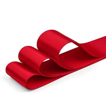 Humphrey's Craft 2 Inch Red Double Faced Satin Ribbon - 25 Yards Variety of Color for Crafts Gift Wr...