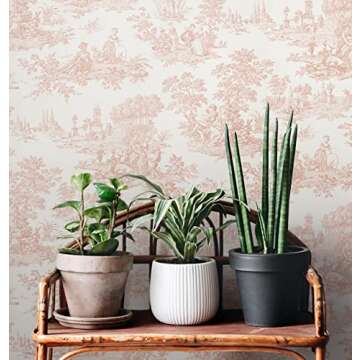 NextWall Chateau Toile Peel and Stick Wallpaper (Blush)