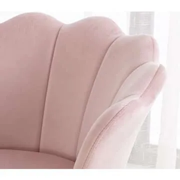 chairus Chair, Mid Century Modern Retro Leisure Velvet Accent Chair with Golden Metal Legs, Vanity Chair for Bedroom Living Room Dresser, Upholstered Guest Chair(Light Pink)