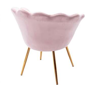 chairus Chair, Mid Century Modern Retro Leisure Velvet Accent Chair with Golden Metal Legs, Vanity Chair for Bedroom Living Room Dresser, Upholstered Guest Chair(Light Pink)