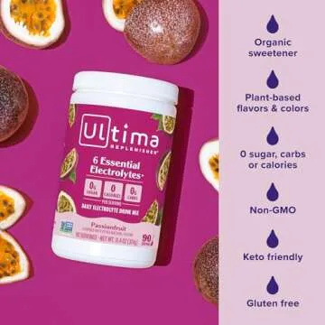 Ultima Replenisher Daily Electrolyte Powder Drink Mix – Passionfruit, 90 Servings – Hydration Powder with 6 Key Electrolytes and Trace Minerals – Keto Friendly, Non-GMO and Sugar-Free