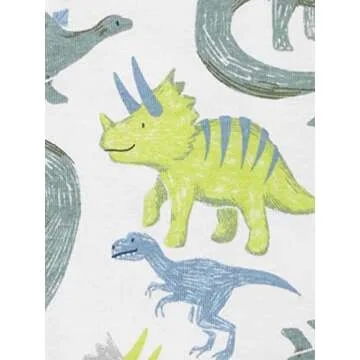 Simple Joys by Carter's Baby Boys' 3-Pack Snug Fit Footless Cotton Pajamas, Blue Stripe/Green Trucks/White Dinosaur, 12 Months