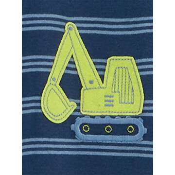 Simple Joys by Carter's Baby Boys' 3-Pack Snug Fit Footless Cotton Pajamas, Blue Stripe/Green Trucks/White Dinosaur, 12 Months