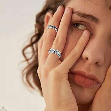 Stylish Fidget Anxiety Ring Set for Stress Relief | THUNARAZ