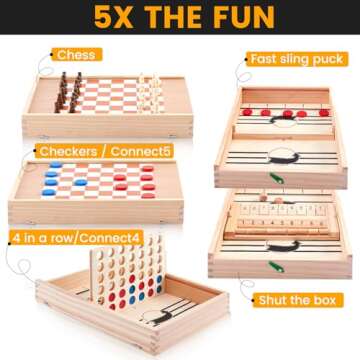 5-in-1 Kids Chess and Checkers Game Set for Family Fun