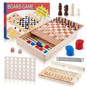 5-in-1 Kids Chess and Checkers Game Set for Family Fun