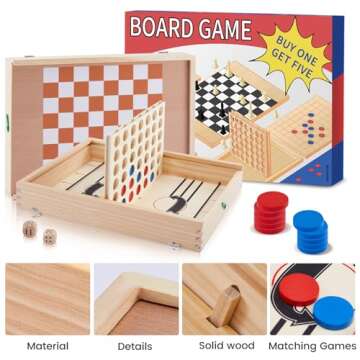 5-in-1 Kids Chess and Checkers Game Set for Family Fun