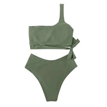 One Shoulder High Waisted Bikini - MOOSLOVER Women