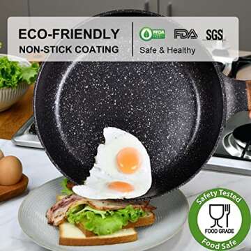 DIIG Nonstick Frying Pan with Lid, 10 In No Stick PFOA-Free Granite Coating Chef's Pan, Small Egg Pa...