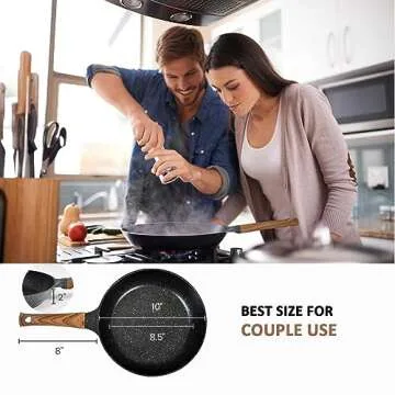 DIIG Nonstick Frying Pan with Lid, 10 In No Stick PFOA-Free Granite Coating Chef's Pan, Small Egg Pans for Breakfast, Gift Cookware Pan Set for Gas Stove, Induction Top(10")