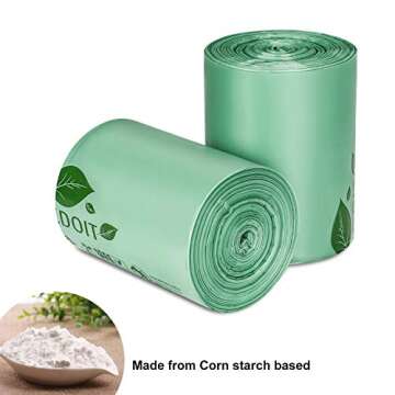 4 Gallon Compostable Bags 100% Biodegradable Trash Bags Extra Thick 0.85 Mils, Small Kitchen Compost Trash Bags, Food Scrap Yard Waste Bags, US BPI Free Compost Home Certified - 100 Count