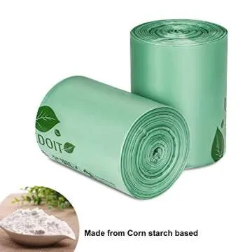 4 Gallon Compostable Bags 100% Biodegradable Trash Bags Extra Thick 0.85 Mils, Small Kitchen Compost Trash Bags, Food Scrap Yard Waste Bags, US BPI Free Compost Home Certified - 100 Count