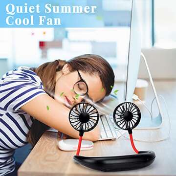 Portable Neck Fan Rechargeable Personal Hand-Free Fan Mini USB Wearable Neckband Sport Fan, 3 Speed Adjustable, 360 Degrees Free Rotation Perfect for Working, Traveling, Office, Reading (Black)