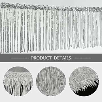 WELROG Sewing Fringe Trim 5 Yards - Sequins Lace Tassel Fringe Trim for DIY Dress Sewing Crafts Costumes Decoration