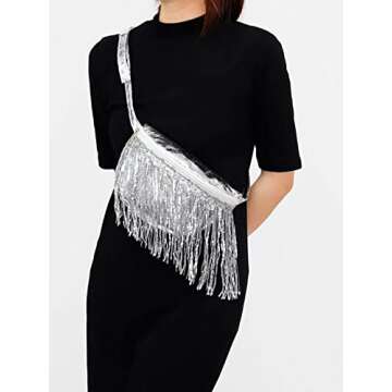 WELROG Sewing Fringe Trim 5 Yards - Sequins Lace Tassel Fringe Trim for DIY Dress Sewing Crafts Costumes Decoration