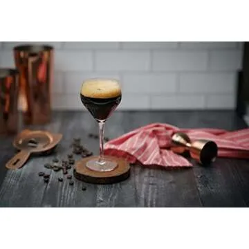 Amehla x The Educated Barfly Collection Coupe Glass Handblown Teardrop Nick and Nora Cocktail Glass - 6-ounce, Set of 2 Martini Glasses for Up Cocktails (Plain)