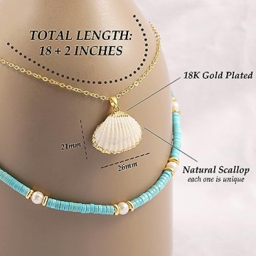 CANEVINKA Gold Plated Seashell Pendant Necklace