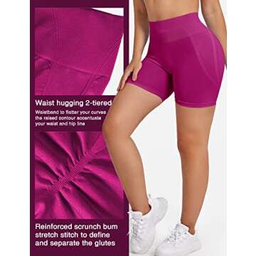 YEOREO Seamless Scrunch Workout Shorts for Women High Waisted Butt Lifting Gym Yoga Biker Shorts Fuchsia S