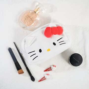 oneZHI Cosmetic Bag Makeup Bags Lipstick Pouch Zipper Pouch Handbags For Women Girls Cartoon Kitty Melody Travel Accessories Organizer Corduroy （Kitty）