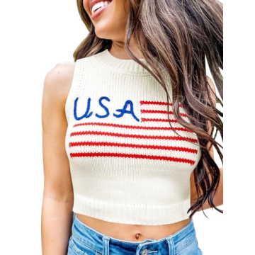 American Flag Crop Tank Top for Patriotic Summer Style