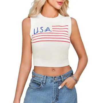 American Flag Crop Tank Top for Patriotic Summer Style