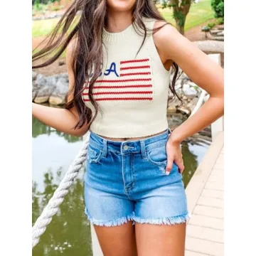 American Flag Crop Tank Top for Patriotic Summer Style