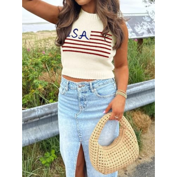 American Flag Crop Tank Top for Patriotic Summer Style