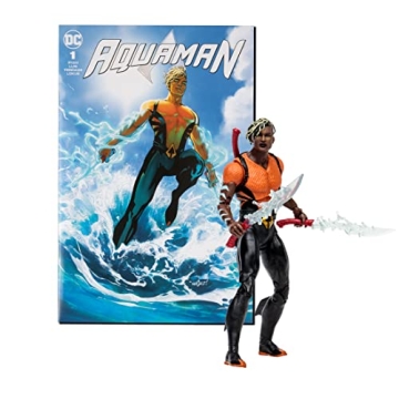 McFarlane Toys Aqualad 7 Inch Action Figure with Comic - Ultra Articulated Design