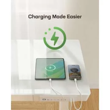 Marsail Glass Standing Desk with Drawer, 48 x 24 inch Electric Standing Desk, Height Adjustable Desk with One-Piece Tabletop & USB Charging Ports, Sit Stand Desk with Storage for Home & Office White