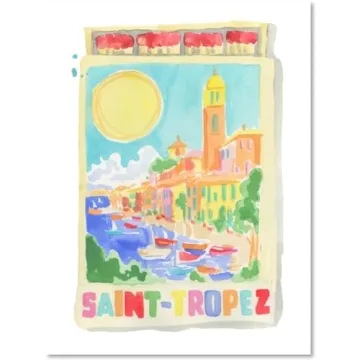 FURBISH Travel Wall Art Print - St. Tropez Matchbook - Aesthetic Wall Decor, Modern Wall Art, Preppy...