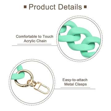 uxcell Acrylic Purse Chain Strap, 17.7" Flat Handbag Replacement Strap Acrylic Flat Chain for Purse Handbags, Green