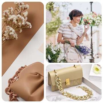 uxcell Acrylic Purse Chain Strap, 17.7" Flat Handbag Replacement Strap Acrylic Flat Chain for Purse Handbags, Green