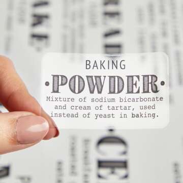 Talented Kitchen 36 Preprinted Pantry Labels with Ingredient Definitions, Clear Farmhouse Style Stickers for Food Jars, Kitchen Organization, and Storage (Water Resistant)