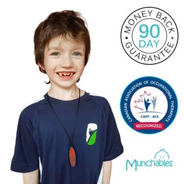 Munchables Surfboard Sensory Adult Chew Necklace - Chewable Stim Sensory Necklace for Adults, Teens and Kids (Dark Green)