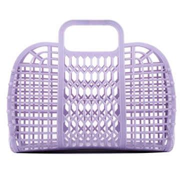 BABANA Reusable Beach Bag - Toddler, Kids Girls Retro Jelly Purse - Halloween, Bridal Shower, Easter Gift Basket (Small) - Lavender