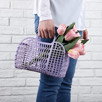 BABANA Reusable Beach Bag - Toddler, Kids Girls Retro Jelly Purse - Halloween, Bridal Shower, Easter Gift Basket (Small) - Lavender