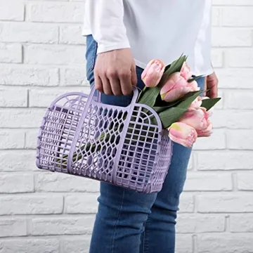 BABANA Reusable Beach Bag - Toddler, Kids Girls Retro Jelly Purse - Halloween, Bridal Shower, Easter Gift Basket (Small) - Lavender