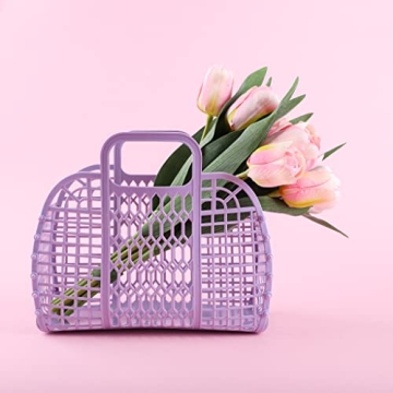 BABANA Reusable Beach Bag - Toddler, Kids Girls Retro Jelly Purse - Halloween, Bridal Shower, Easter Gift Basket (Small) - Lavender