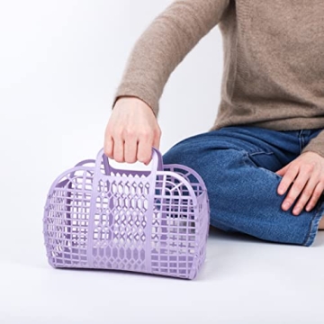 BABANA Reusable Beach Bag - Toddler, Kids Girls Retro Jelly Purse - Halloween, Bridal Shower, Easter Gift Basket (Small) - Lavender