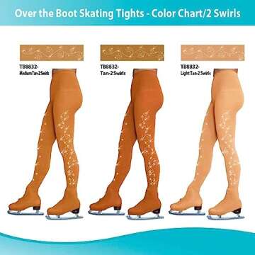 ChloeNoel Figure Skating Light Tan Over The Boot Tights TB8832 w/Crystals Light Tan Child Large (10-12)