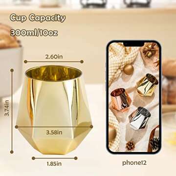 JBHO Mother's Day Wine Glasses Set of 6, Anti-pour Cups, 10Oz Diamond Shaped Unique Wine Glass with Gift Box for Serving White Wine, Red Wine, Cocktail, Whiskey, Bourbon, Cool Water, Gift For Holidays