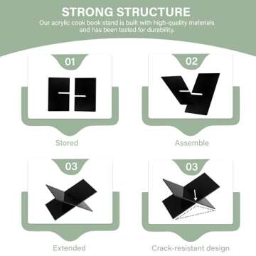 book stand, book holder, book display stand, book holder stand, book stand for reading, cookbook holder, acrylic book stand, book stands for kitchen, cook book stand for kitchen (black)