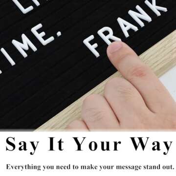 C CRYSTAL LEMON Letter Board, 336 Letters Numbers & Symbols, Felt Letter Board, 10x10 inches, Changeable Wooden Message Board Sign, Wood Frame, Wall Mount, with Display Stand (Black)