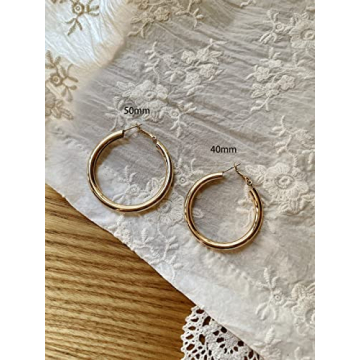 Doubnine Tube Hoop Earrings Lightweight Large Earrings Women Fashion Jewelry (chunky golden)