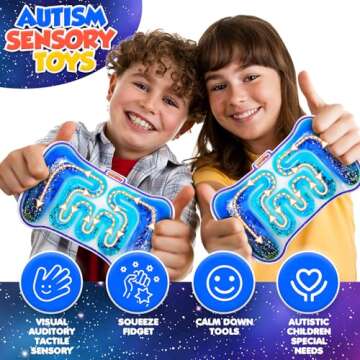 Squishy Sensory Toys for Kids - Sensory Toys for Kids with Autism Special Needs, Sensory Fidget Toys with Filled Goo Glitter for Calming Down Classroom - Easter Basket Stuffers for Kids