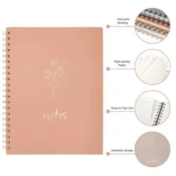 EOOUT Aesthetic Spiral Notebooks for Women - 3 Pack