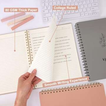 EOOUT Aesthetic Spiral Notebooks for Women - 3 Pack
