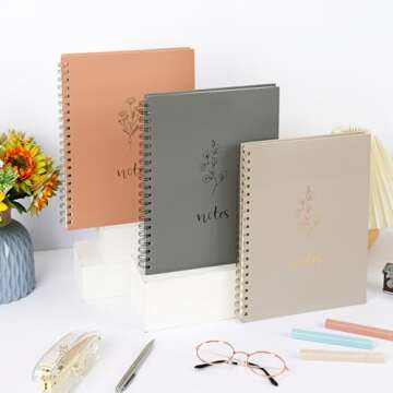 EOOUT Aesthetic Spiral Notebooks for Women - 3 Pack